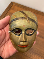 Vintage Painted Brass Tragedy Comedy Masks Set of 2