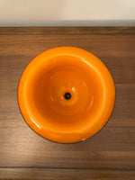 Vintage Czech Glass Halloween Hues Yellow-Orange Black Stem Bowl-Vase