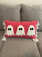 Hot Pink Throw Pillow Halloween Ghost Decor with Tassels