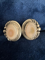 Sterling Silver Earrings Navajo Mother Pearl Oval Stud