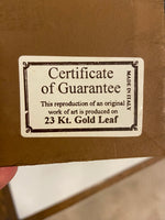 Vintage Italian 23kt Gold Leaf Miniature Reproduction of Master Piece Madonna