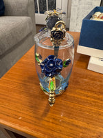 BTaT Brew To Tea A Cups with Lids Spoons Butterfly Flowers Design Glass Set