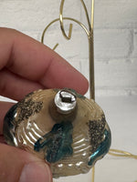 Vintage West Germany Victorian Lady Rose Gold Blown Glass Christmas Ornament