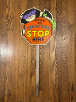 Vintage Black Cat Pumpkin Halloween Sign Yard Art Impact Plastics