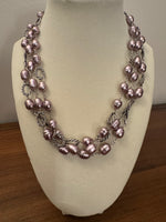 Claudia Agudelo 3 Strand Lavender Faux Pearls Necklace