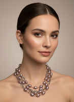 Claudia Agudelo 3 Strand Lavender Faux Pearls Necklace