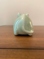 Vintage Celadon Crazed Glaze Ceramic Cat Figurine