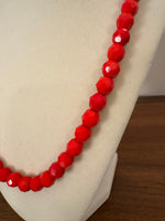 Vintage Faceted Red Beaded Necklace