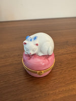Porcelain Trinket Box Sleeping Cat Kitten