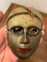 Vintage Painted Brass Tragedy Comedy Masks Set of 2