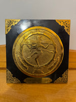 Vintage Embossed Brass on Wood Nataraja Shiva Cosmic Dance Ring of Fire