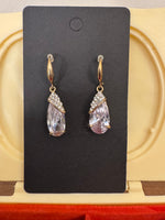 Gold-tone Crystals Teardrop Dangle Earrings