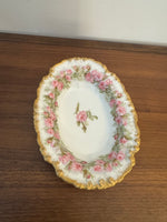 Antique Collectable Limoges French Fine Porcelain China Small Oval Bowl Jean Pouyat