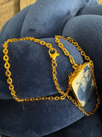 Vintage Chinese Porcelain Shard Pendant with Gold-tone Chain