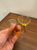 Vintage Amber-tone Stemmed Uranium Glass Goblet Set of 2