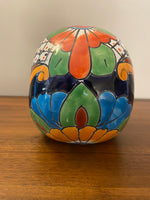 Mexican Blueorange Pottery Skull Day of the Dead