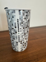 Starbucks Porcelain Tumbler Pixel Design 12oz with Lid Rare