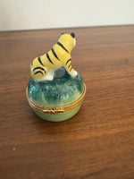 Vintage Porcelain Trinket Box Tiger Shaped