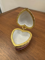Vintage Small Porcelain Heart Shaped Jewelry Trinket Box