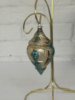 Vintage West Germany Victorian Lady Rose Gold Blown Glass Christmas Ornament