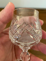 Vintage Cut Diamond Glass Cristal Brandy Glasses Set of 4
