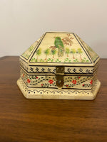 Vintage Handpainted Bone Inlay Trinket Jewelry Box