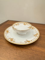 Vintage 2 Tier Serving Plate Hand-painted Gilded Porcelain Grapes Design