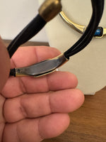 Metal Gold-tone and Leather Dichroic Glass Set of Bracelet and Chocker Necklace