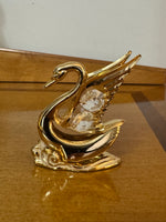 Swan Figure 24k Gold-plated Decorated with Crystals Figurine