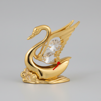Swan Figure 24k Gold-plated Decorated with Crystals Figurine