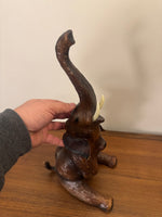 Vintage Leather Wrapped Elephant Seated Sculpture Figure