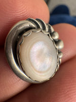 Sterling Silver Earrings Navajo Mother Pearl Oval Stud