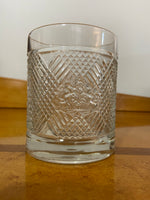 Ralph Lauren Heraldic Crest Diamond Cut Glass Lowball Whiskey Tumblers Set of 4