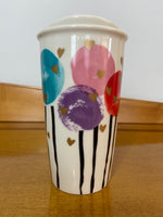 Starbucks Valentines Balloons Hearts Porcelain Tumbler Mug with Lid