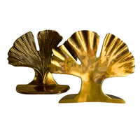 Solid Brass Gingko Leaf Bookend Set of 2