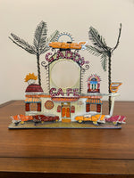 Popular Creations Tin Art Sculpture Candle Luminary Caddy Cafe Bar