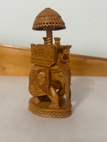 Hand-carved Wood Howdah Elephant-Indian Figure