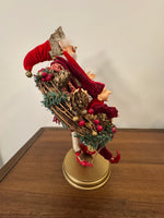Santa Playing-Dancing The Hula Hoop Wreath with an Elf Holiday Figure Decor