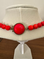 Vintage Faceted Red Beaded Necklace