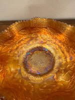 Vintage Fenton Marigold 3 Footed Carnival Glass Ruffled Bowl