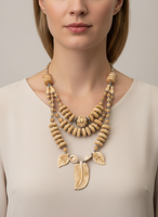 Vintage Multi Strand Carved Bone Necklace