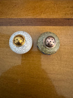 Vintage Brass-Copper Cloisonne Salt-Pepper Shakers Set