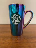 Starbucks Iridescent Rainbow Oil Slick Glazed Ceramic Tall Coffee Mug Cup 16oz