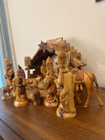 Olive Wood Hand-carved Nativity Set and Manger READ