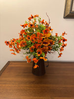 Fall Faux Silk Flower Bouquet with Tin Pitcher