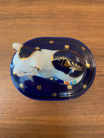 Vintage Takahashi Japanese Porcelain Trinket Box Cat