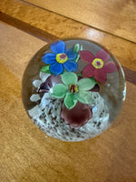 Handmade Glass Art Paperweight Flowers in Clear