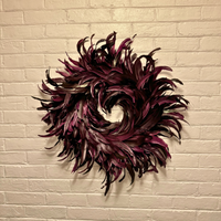 Purple-Burgundy Feathers Wreath Holiday Christmas Decor
