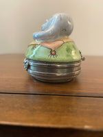Limoges France Chanill Cat Porcelain-Pewter Trinket Box