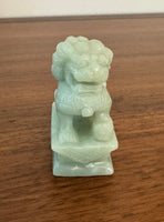 Vintage Hand Carved Green Jade Jadeite Foo Lion Foo Dog Figure
